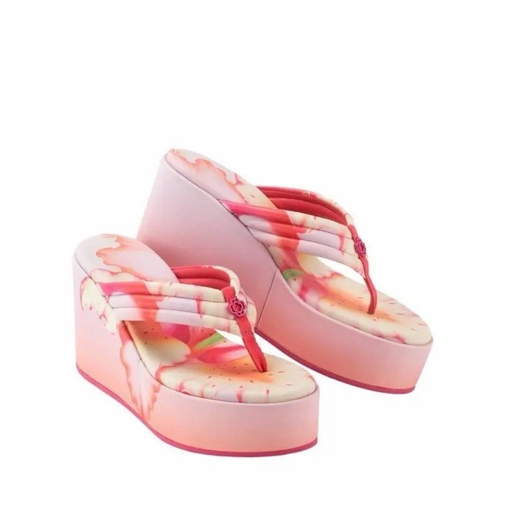 NEW Maje Flower Print Leather Platform Sandals Size 40 US 9.5 $330 Floral Barbie